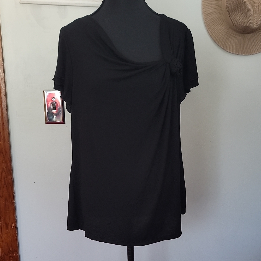 Elementz Black Drape Detail Blouse